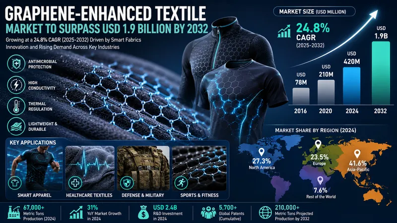 Graphene-Enhanced Textile Market to Surpass USD 1.9 Billion by 2032 at 24.8% CAGR  Amid Smart Fabric Revolution 